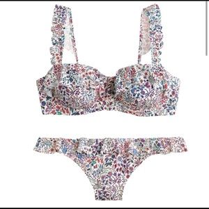 J.Crew Liberty of London Ruffle Underwire Floral Bikini Top (34B) + Bottom (L)